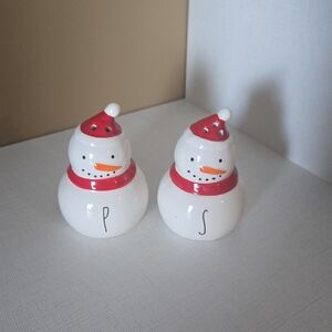 Festive Snowman Salt and Pepper Shaker Set - Red and White By Rae Dunn